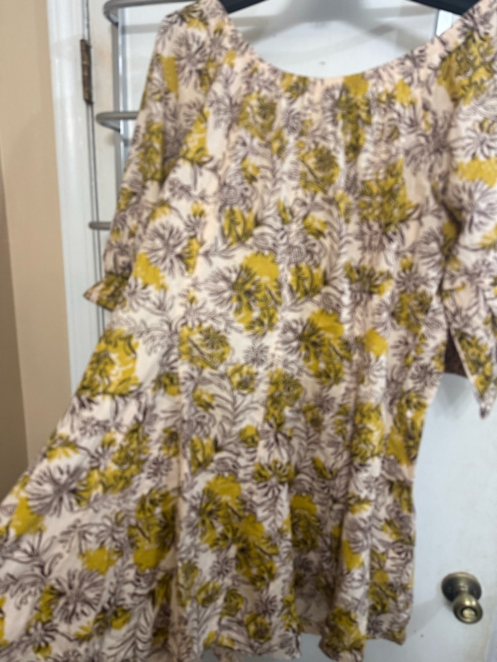 Floral Swing Dress in Yellow and Cream